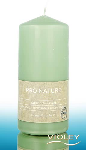 Pro Nature Stearin Stumpenkerze 150 x 68 mm, mintgrün