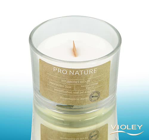 Pro Nature Wooden Wick Stearin Candle white, 58 x 86 mm