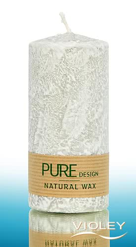 Pure Candle Natural Wax Stumpenkerze, silbergrau, 130 x 60 mm