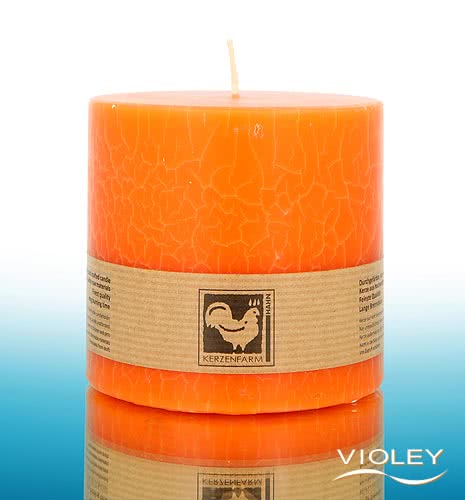 Kerzenfarm Hahn Stumpenkerze Orange 90 x 100 mm Cracklee