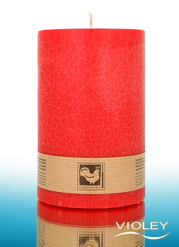 Kerzenfarm Hahn Stumpenkerze Rot 150 x 100 mm Cracklee