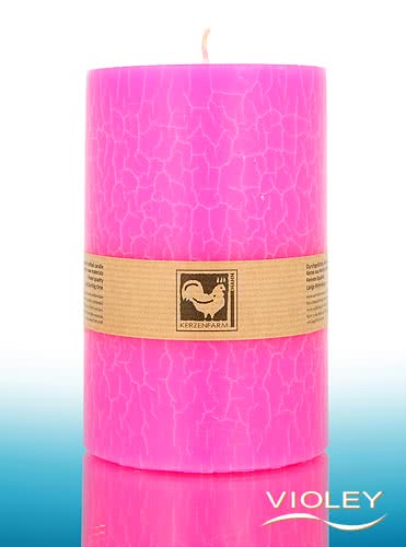 Kerzenfarm Hahn Stumpenkerze Pink 150 x 100 mm Cracklee