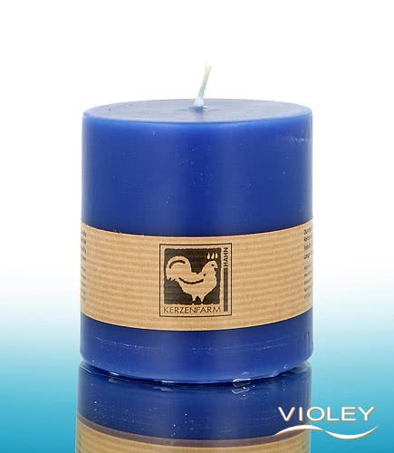 Kerzenfarm Hahn Stumpenkerze Blau 85 x 80 mm bei Violey