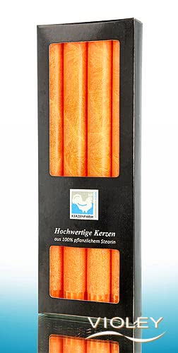 Kerzenfarm Hahn Stearin Stabkerzen Orange 250 x 22 mm 1 x 4 St