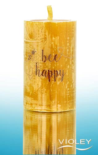 Steinhart Kerzen Beeswax Pillar Candle Bee Happy 90 x 55 mm
