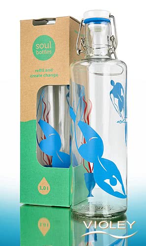 Soulbottles Glas Trinkflasche 1 Liter Divine Divers