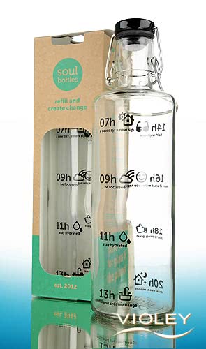 Soulbottles Glas Trinkflasche 1 Liter Stay Hydrated